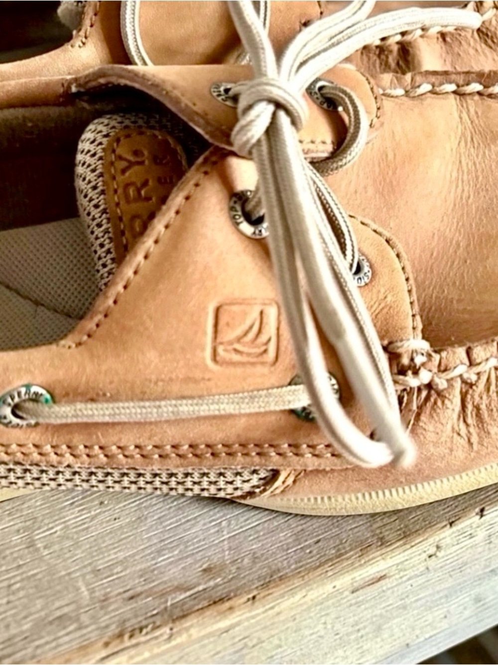 Sperry Top‑Sider Tan Leather Boat Shoes Wide Width Women’s 6.5 - Picture 7 of 15